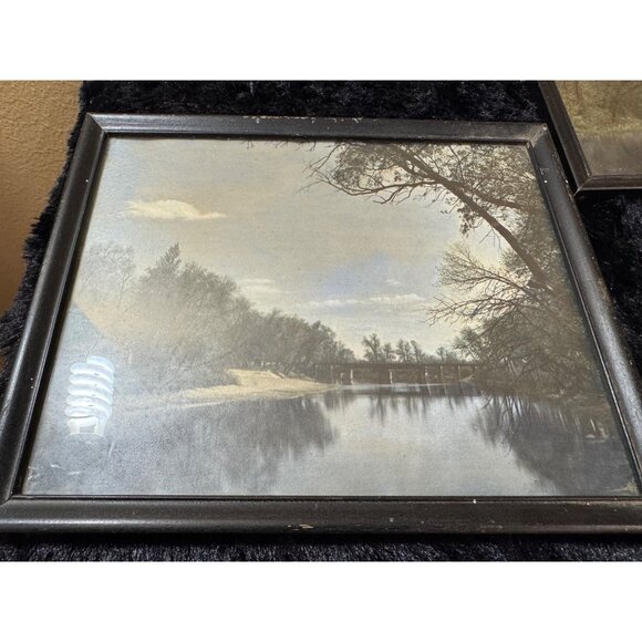 Vintage Framed Landscape Wall Art Set Of 2 With Black Frames - Picture 4 of 7